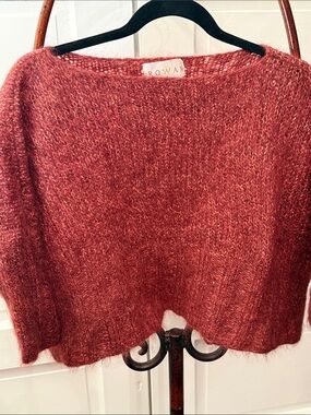 Rowan Halo Knit Boxy Cropped Sweater Rust Red Relaxed Small M